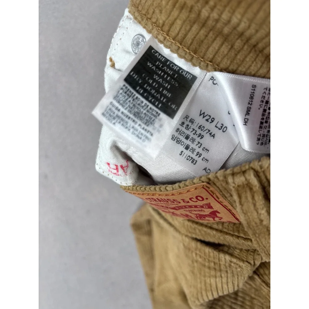 Levis Corduroy Pants Tan Khaki Slim Straight 511 W29 L30 Mens Brown Corduroy